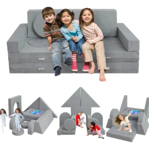Sofá Modular de Espuma para Niños, Marca Little Nomad: Diseño Seguro y Divertido para Salas de Juego, Incluye 4 Cojines Modulares para Crear Diversas