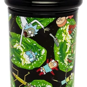 Contenedor Hermético Rick and Morty™: Tarro de Vidrio Premium para Almacenamiento de Hierbas y Especias, Diseño Coleccionable, Preserva Frescura y Aro