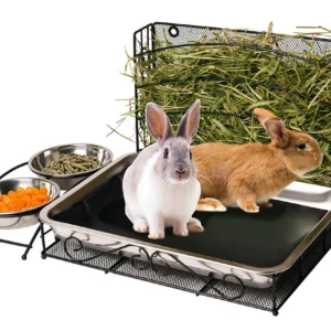 ¡Solución Completa para tu Mascota! Alimentador de Heno 3 en 1 [Marca Genérica] con Caja de Arena Integrada y Tazones Removibles. Ideal para Conejos,