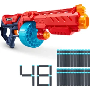 ¡Desata la Aventura! Xshot Excel Turbo Fire Lanzador de Dardos Rojo para Niños: Dispara Rápido y Lejos, Incluye 48 Dardos y un Diseño Increíble