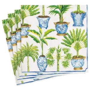 Servilletas de Papel Potted Palms Blancas - Elegancia y Practicidad para tu Mesa (20 Unidades) - Diseño Tropical Sofisticado y Resistente