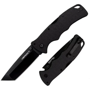 Cuchillo Plegable Táctico Cold Steel Verdict con Bloqueo Tri-Ad: Hoja Tanto AUS10A de 7.6cm, Mango G10 Negro, Máxima Seguridad y Rendimiento para EDC