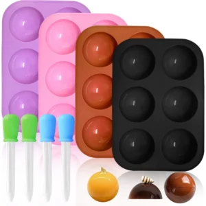 Molde de Silicona para Bolas Esféricas de Chocolate y Gelatina, Set 4 Piezas | Marca Genérica - Crea Postres Perfectos con Fácil Desmolde y Uso Versát