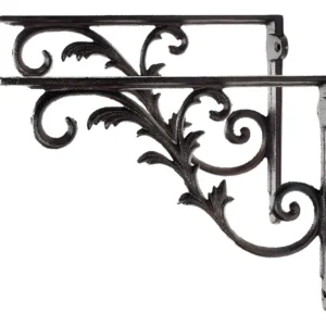 Soportes de Hierro Fundido Rústico para Estantes [Marca Desconocida] - Juego de 2, Acabado Café Oscuro, Diseño Vintage, Ideal para Decoración y Organi