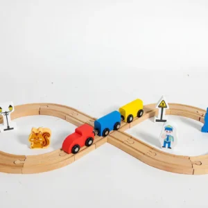 Hape Tren de Juguete Pista en 8 de Madera: Aventura Ferroviaria para Pequeños Ingenieros | Juego Educativo y Duradero