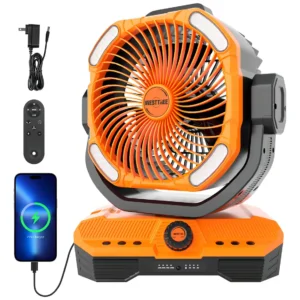 Ventilador de Flujo de Aire Industrial X66 Naranja de Alto Rendimiento: Portátil, a Baterías, Ideal para Talleres, Garajes y Obras | Marca X66