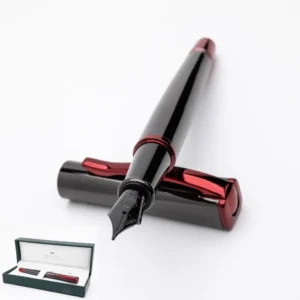 Pluma Estilográfica Gun Metal Parker Jotter con Detalles Rojos y Punta Mediana: Elegancia Clásica y Escritura Suave para Profesionales y Estudiantes E