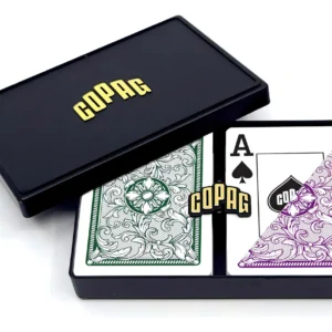 Juego de Cartas Bicycle® 100% Plástico: Doble Baraja Verde/Morado, Durabilidad Superior y Diseño Elegante para Noches de Juego Inolvidables, Resistent