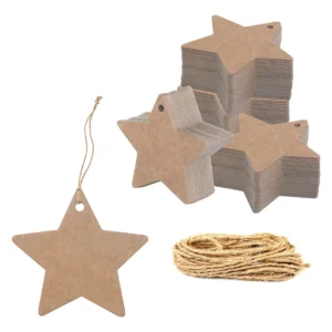 Etiquetas Estrella Kraft Premium para Empaque y Manualidades - 200 Pzas con Cuerda de Yute de 100 Pies - Perfectas para Detalles Personalizados y Deco