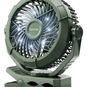 Ventilador de Camping Portátil Recargable - Sunbeam SB765: Iluminación LED, Clip Versátil, Batería de Larga Duración para Aventuras al Aire Libre y Co