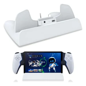 Soporte de Carga 3 en 1 para PlayStation Portal: Base con Adaptador, Carga Rápida y Diseño Ergonómico - Compatible con Mando DualSense y Audífonos - [