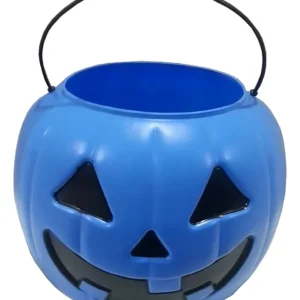 Cubeta de Calabaza Halloween Azul Decorativa - [Marca Genérica]™ - Modelo Festivo 2024 - Ideal para Dulces, Resistente y Segura - ¡La Noche de Brujas