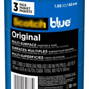 Cinta de Enmascarar Multiusos Scotch-Blue™ 2090: Pack de 3 Rollos de 1.88 Pulgadas para Pintura Profesional y Proyectos DIY - Protección Superior sin