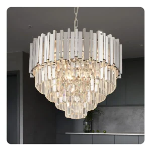 Lámpara Colgante de Cristal Regulable, Modelo Aurora de [Tu Marca], Elegancia para Comedor y Sala: Iluminación LED, Diseño Moderno, Fácil Instalación