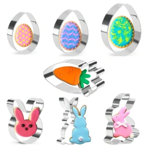 Set de Cortadores de Galletas de Pascua [Marca Genérica] – 7 Piezas de Acero Inoxidable, Diseño Festivo para Celebraciones Únicas, Durabilidad y Facil