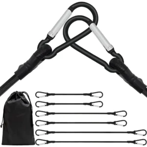 Cuerda Elástica Multiusos con Ganchos Ajustables - Marca Husky - Paquete de 6 Cuerdas Resistentes para Asegurar Cargas en Exteriores: Jardín, Automóvi