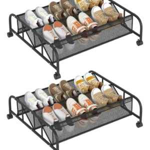 Organizador de Zapatos Debajo de la Cama con Ruedas - Marca [Marca del Producto] - Modelo [Modelo del Producto]: Almacenamiento Eficiente, Negro Elega