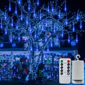 ¡Decora tu Hogar con Magia! Luces de Lluvia de Meteoritos Navideñas 144 LED Impermeables, Marca Genérica, Modelo X5000, Efecto Cascado, Blancas Cálida