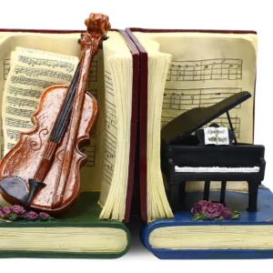 Sujetalibros Decorativos con Diseño de Piano y Violín Musical | Marca Genérica | Modelo Clásico | Elegancia para tu Biblioteca | Acabado Detallado y R