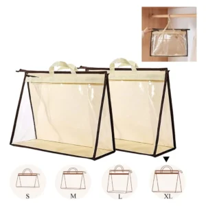 Bolsas Protectoras Colgantes para Bolsos de Lujo, Marca 'Elegancia Protegida', Modelo Deluxe Crema: Protección Premium contra Polvo y Daños, con Diseñ