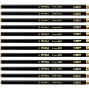 Lápices de Grafito Stabilo Swano 4909 HB | Caja con 12 Unidades | Punta Resistente y Borrador Integrado | Ideal para Dibujo, Escritura y Bocetos Preci