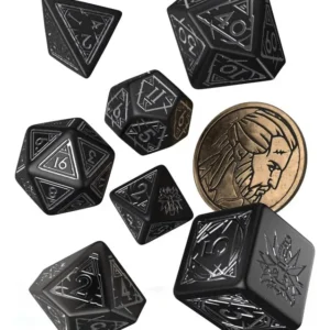 Set de Dados Coleccionables The Witcher Geralt de Rivia Espada Plateada: Dados de Acero Inoxidable con Estuche de Lujo para Juegos de Rol y Exhibición
