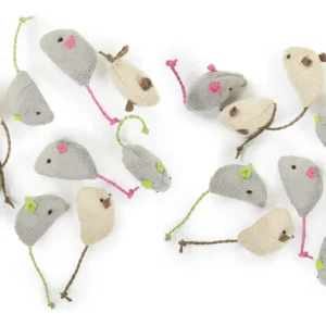 ¡Diversión Felina Garantizada! Juego de 20 Juguetes para Gato PET LIFE, Ratones de Peluche Suaves Gris y Crema - Estimulación, Juego Interactivo y Sat