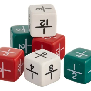 Dados de Fracción Didácticos EduKids: Juego de 6 Piezas para el Aprendizaje Divertido de Matemáticas. Diseño Colorido y Resistente para Niños. Modelo