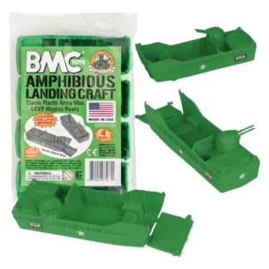 Barco de Desembarco Clásico de Plástico Verde - Marca Genérica para Ejércitos en Miniatura (4 Piezas) - Ideal para Recreación de Batallas Históricas y
