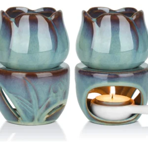 Set de 2 Quemadores de Cera Eléctricos Azul - Aroma & Ambiente®: Disfruta Aromaterapia en Casa, Diseño Elegante y Fácil Uso para Aceites Esenciales y