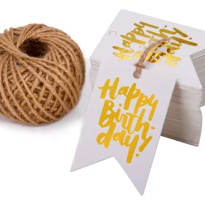 Etiquetas de Papel Kraft Versátil con Cuerda de Yute Natural - 100 Piezas - Perfectas para Personalizar Regalos, Manualidades y Decoración - Marca Gen