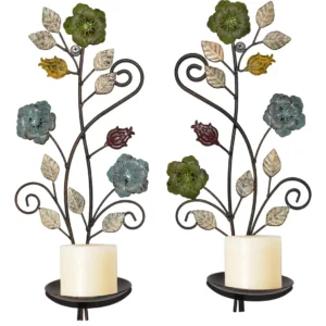 Iluminación Sofisticada: Candelabros de Pared Decorativos con Diseño de Hoja Metálica [Marca Genérica] Modelo 'Flora' - Estilo Antiguo, Elegancia para