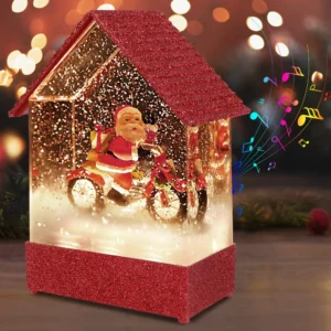 ¡Decora tu Navidad con Alegría! Adorno Navideño Musical Santa Claus en Motocicleta, Marca Festiva, Modelo FX-123, Iluminación LED, Música y Movimiento