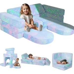 Sofá Modular Infantil 10 Piezas Plegable Estrella Bri: Diseño Divertido y Seguro para Niños, Ideal para Juegos y Descanso, Fácil de Limpiar y con Fund