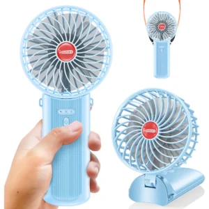 Ventilador Portátil Recargable Mini Azul Xtreme Breeze: Frescura Personalizada con 4 Velocidades, Diseño Compacto y Batería de Larga Duración para el