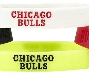 Pack de 4 Pulseras de Silicona Chicago Bulls Auténticas - Diseño Oficial NBA, Resistentes al Agua, Ideales para Fans y Regalos Exclusivos - Marca: Chi