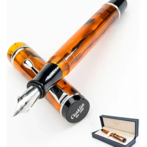 Pluma Fuente Duragraph Ámbar: Plumín Stub de precisión para escritura cursiva y firma elegante. Modelo clásico con diseño translúcido, ideal para rega