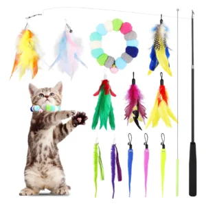 ¡Atrae y Divierte a tu Felino! Juguete Interactivo para Gatos Petco® Varita Retráctil 14 Piezas - Estimulación Mental y Física, Colores Vibrantes, Fac