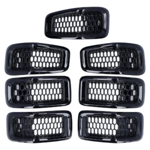 Set de Inserciones de Malla para Parrilla Delantera Cherokee 2014-2018 | Marca Cherokee | Kit Completo 7 Piezas | Acero Inoxidable | Mejora Estética y