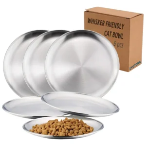 Juego de 6 Platos para Gatos PetSafe® de Acero Inoxidable Poco Profundos: Higiene y Comodidad para tu Felino Favorito - Modelo Easy Feed