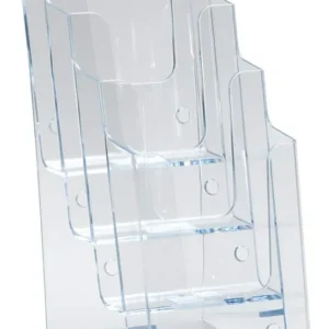 Exhibidor de Folletos Trípticos de Acrílico Transparente - Paquete de 2 - Marca Inova - Modelo IF-4N - Organización y Presentación Profesional de Mate