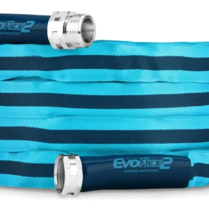 Manguera de Agua Potable para RV y Marina Camco EVO - 25 Pies, Reforzada, sin Plomo, Flexible y Resistente a Torceduras - Ideal para Viajes y Uso Mari