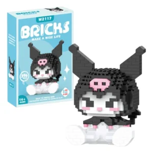 Figura Armable Kuromi de Mini Bloques: Construye a tu Personaje Favorito, 10cm de Altura, Ideal para Coleccionar y Estimular la Creatividad Infantil,
