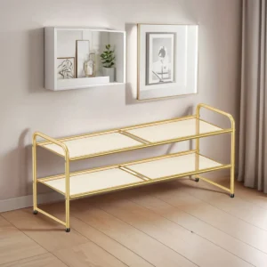 Organizador de Zapatos Metálico Dorado de 2 Niveles: Elegancia y Orden con [Nombre de la Marca] - Modelo [Número de Modelo] - Ideal para Entradas y Re