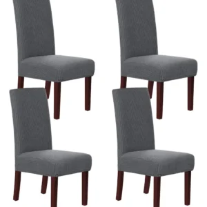Fundas Elásticas para Sillas de Comedor a Cuadros Jacquard [Marca Genérica] - Modelo Elegancia Clásica, Protección y Estilo Renovado, Tela Resistente,