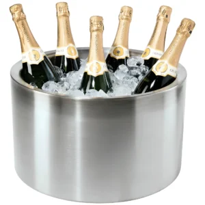 Tina Refrigerante de Doble Pared Oggi para 12 Botellas de Vino - Acero Inoxidable Elegante y Duradero - Enfriamiento Eficiente para Degustación Perfec