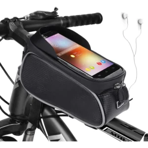 Bolsa Delantera Impermeable para Bicicleta Rockbros 2024: Protección Total para tu Smartphone, Pantalla Táctil, Fácil Instalación y Resistente al Agua