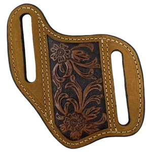 Funda para Cuchillo de Piel Genuina con Estampado Floral Café [Marca Artesanal X] - Modelo Premium: Protección y Estilo para Tu Cuchillo, Hecha a Mano