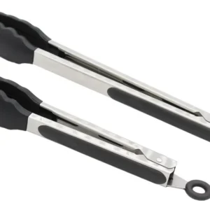 Set de 2 Pinzas de Cocina OXO Good Grips: Acero Inoxidable, Mango Antideslizante, Resistentes al Calor, Ideales para Asar, Servir y Freír