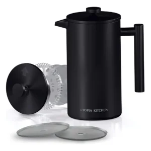Cafetera de Prensa Francesa 1 Litro: Doble Pared de Acero Inoxidable Marca XZY - Disfruta Café Perfecto en Casa con Diseño Elegante y Duradero